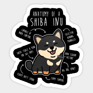 Black and Tan Shiba Inu Dog Anatomy Sticker